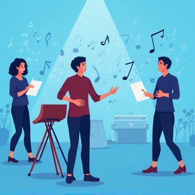 Illustration representing music notes and theory concepts