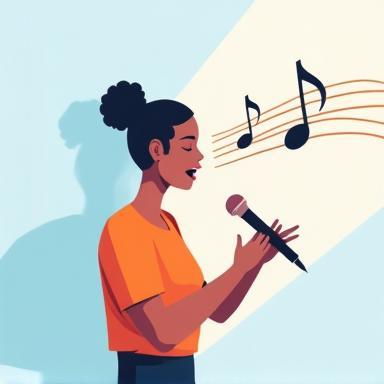 Illustration of a singer practicing vocal scales